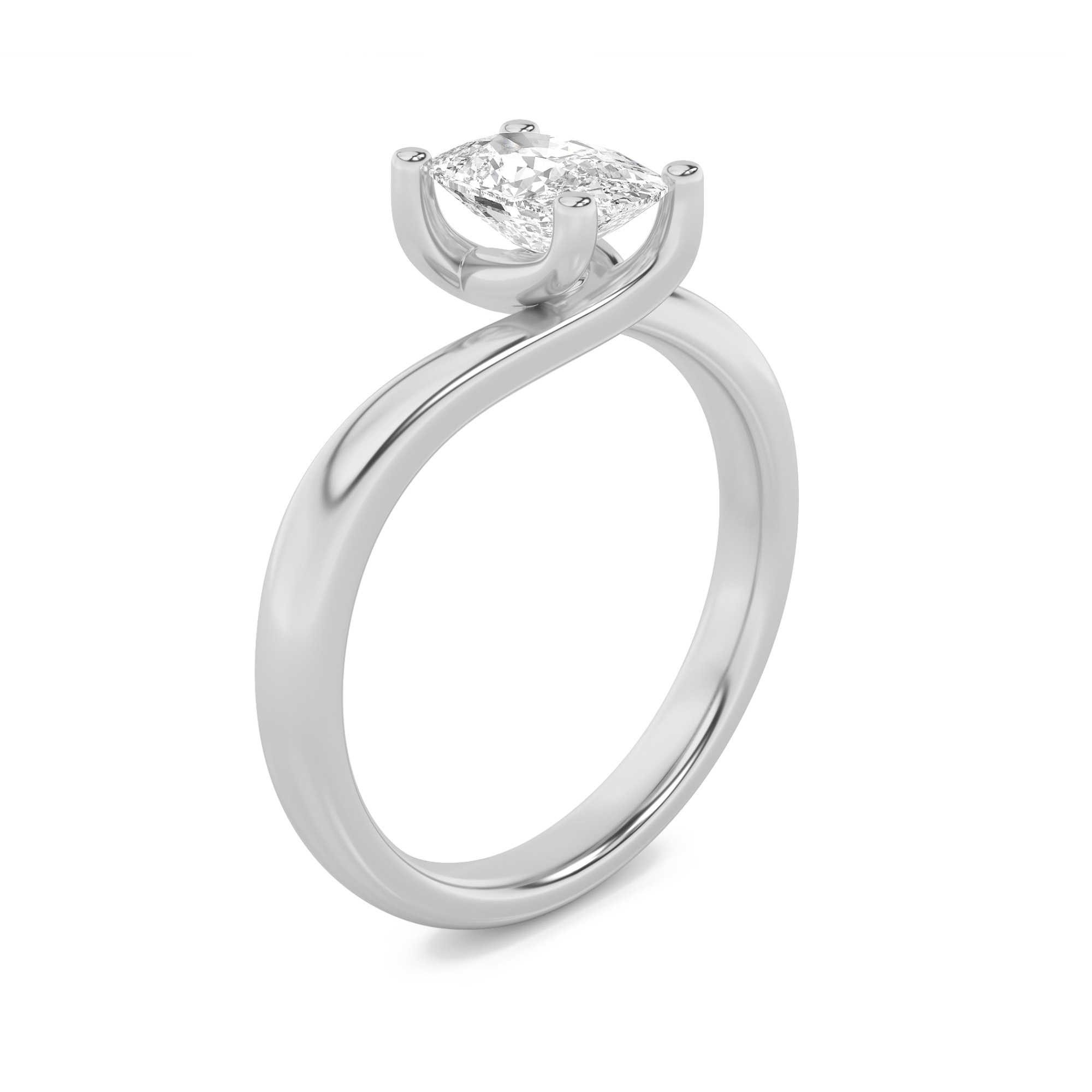 Elongated Cushion Shaped Lab Grown Diamond (F/VS) Bypass Shank Engagement Ring in 14K Gold