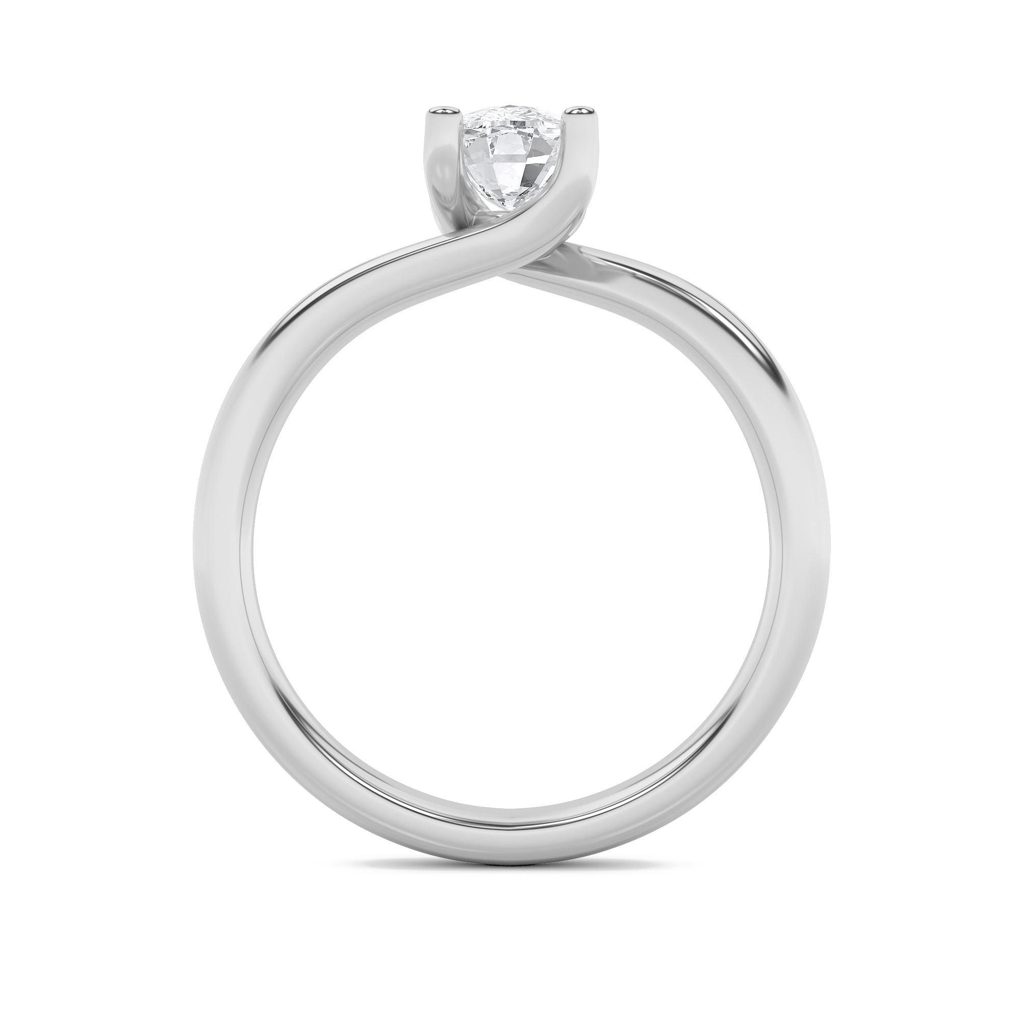 Elongated Cushion Shaped Lab Grown Diamond (F/VS) Bypass Shank Engagement Ring in 14K Gold