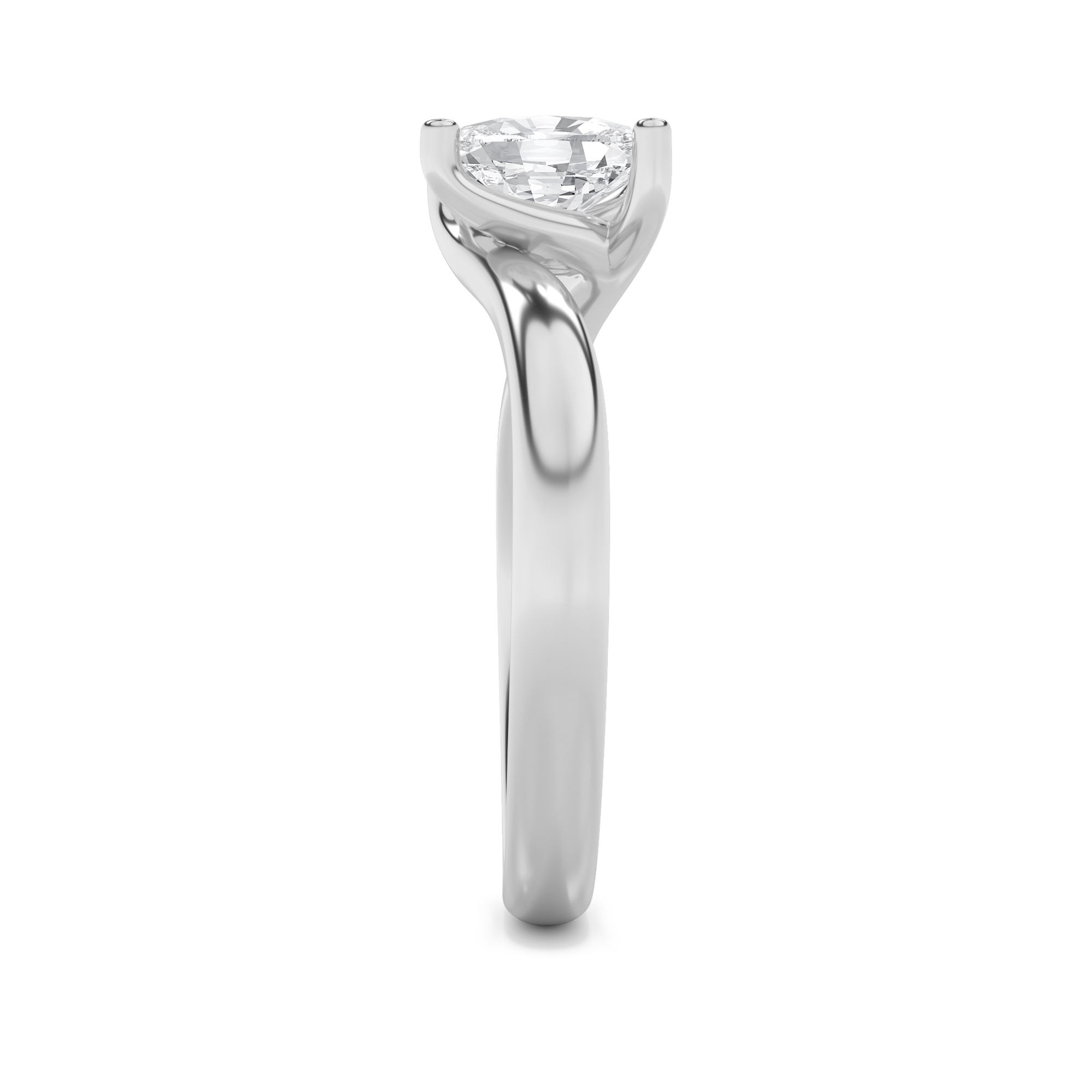 Elongated Cushion Shaped Lab Grown Diamond (F/VS) Bypass Shank Engagement Ring in 14K Gold