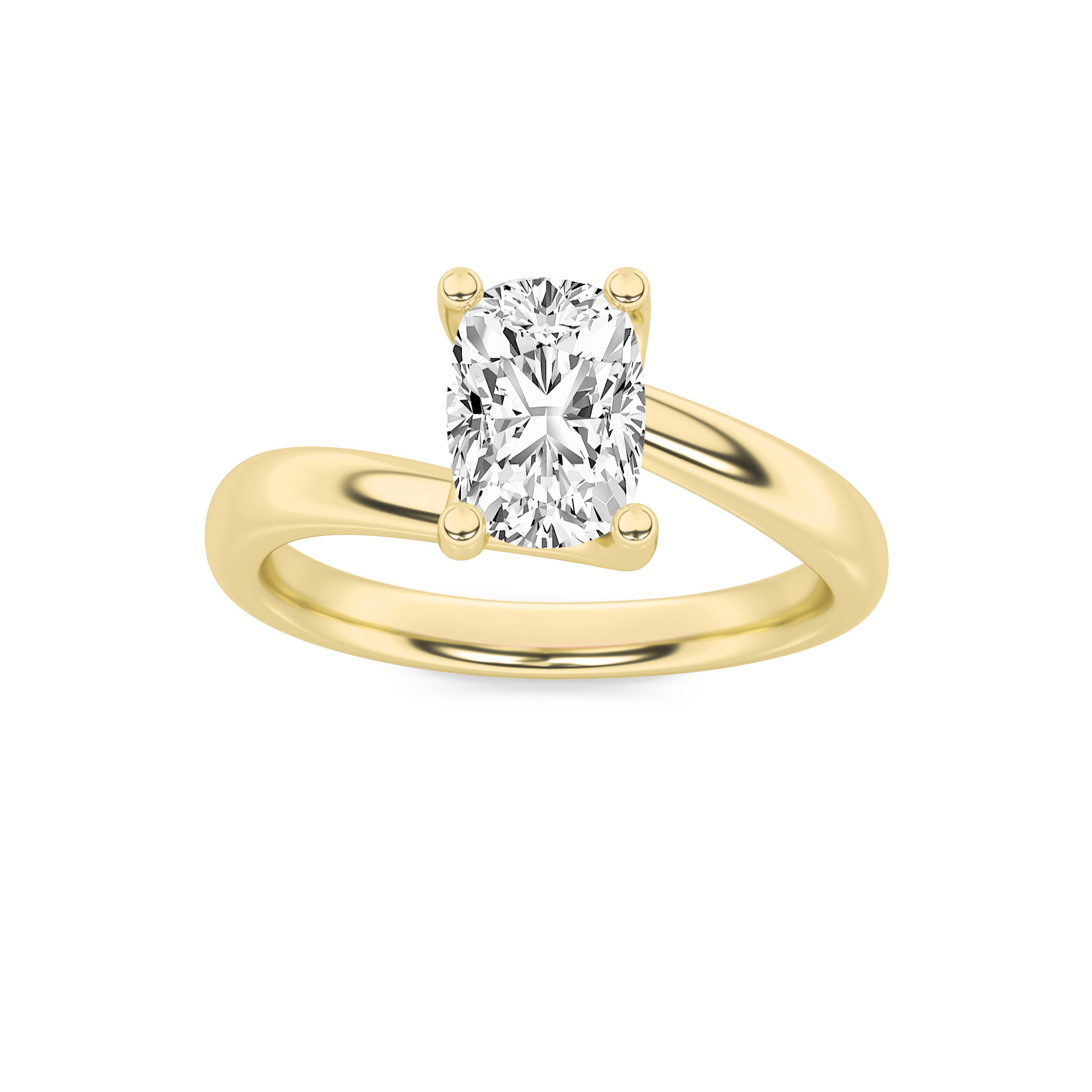Elongated Cushion Shaped Lab Grown Diamond (F/VS) Bypass Shank Engagement Ring in 14K Gold