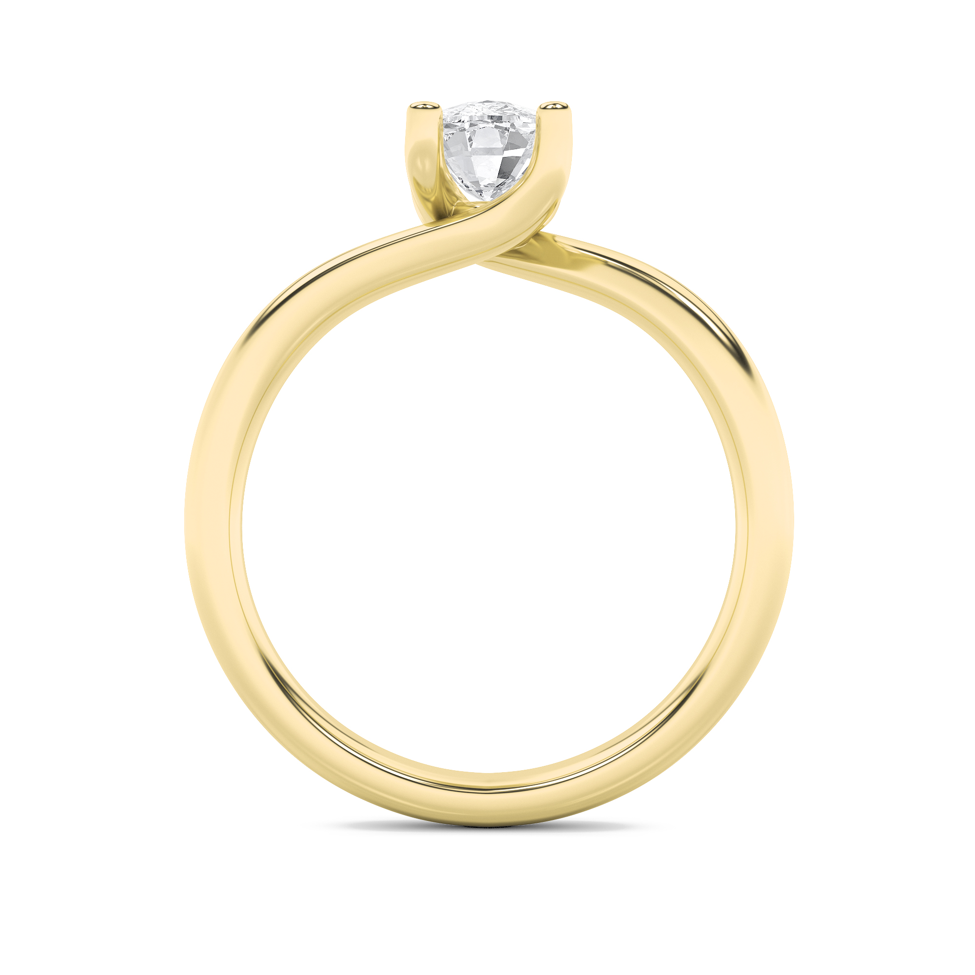 Elongated Cushion Shaped Lab Grown Diamond (F/VS) Bypass Shank Engagement Ring in 14K Gold