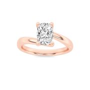 Elongated Cushion Shaped Lab Grown Diamond (F/VS) Bypass Shank Engagement Ring in 14K Gold