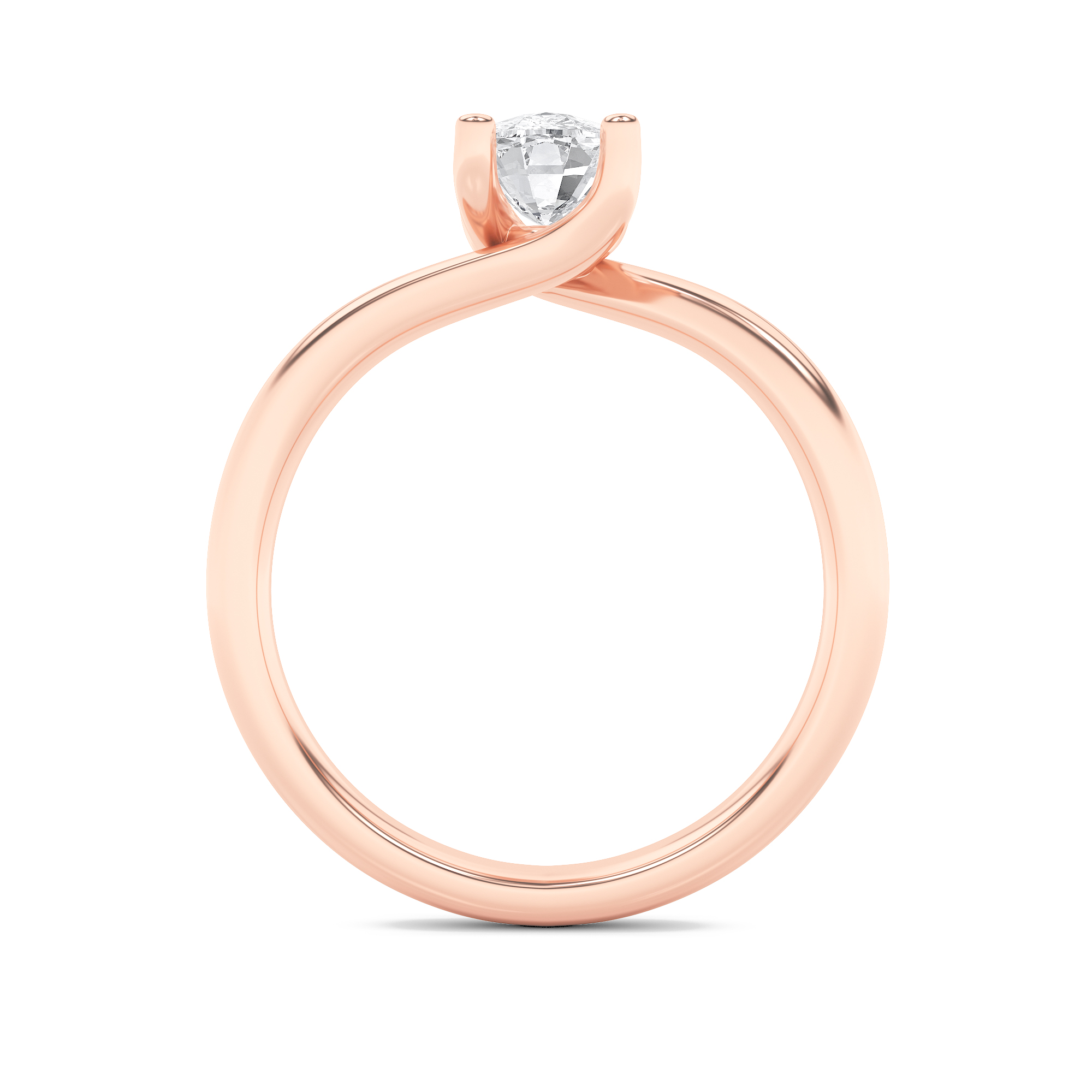 Elongated Cushion Shaped Lab Grown Diamond (F/VS) Bypass Shank Engagement Ring in 14K Gold