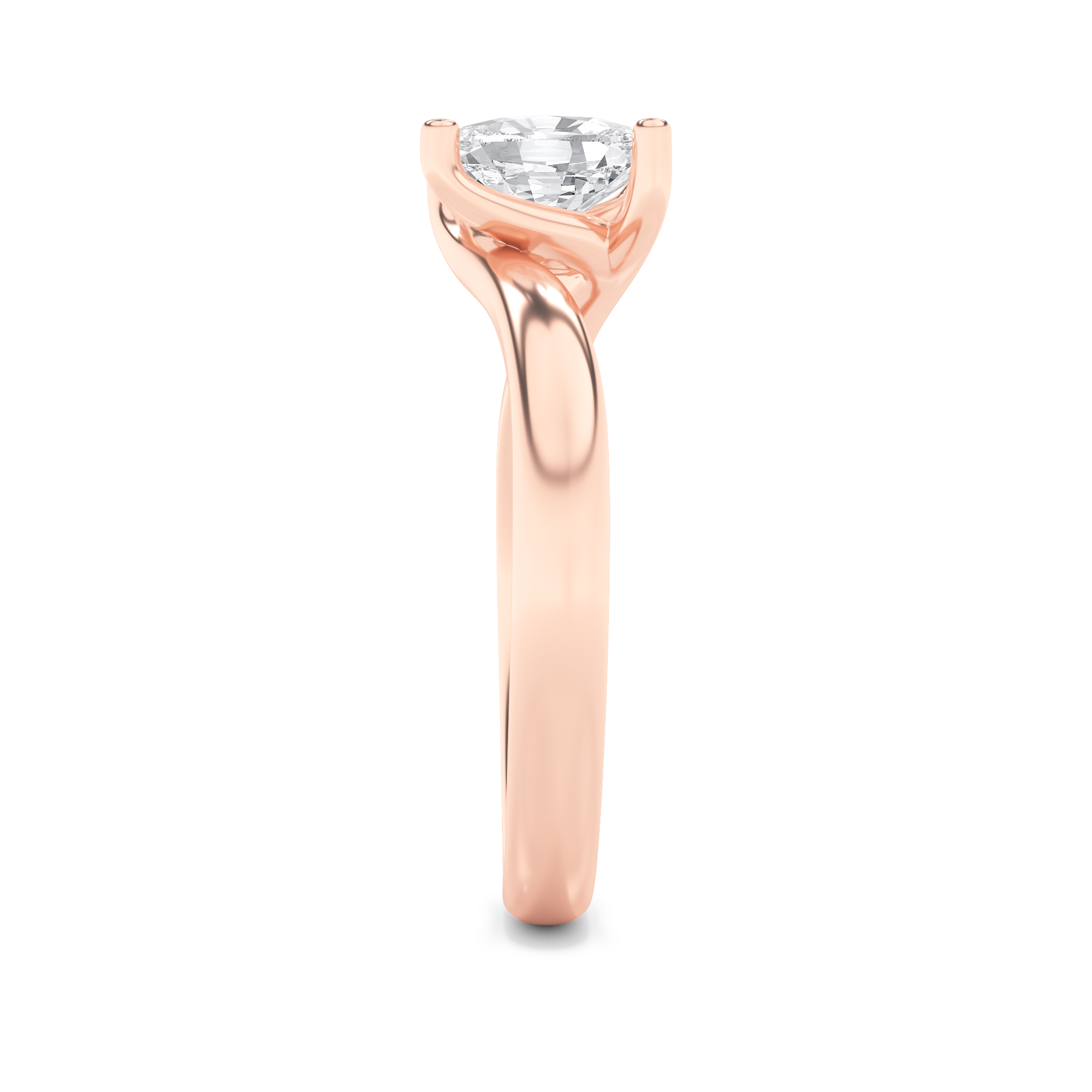 Elongated Cushion Shaped Lab Grown Diamond (F/VS) Bypass Shank Engagement Ring in 14K Gold