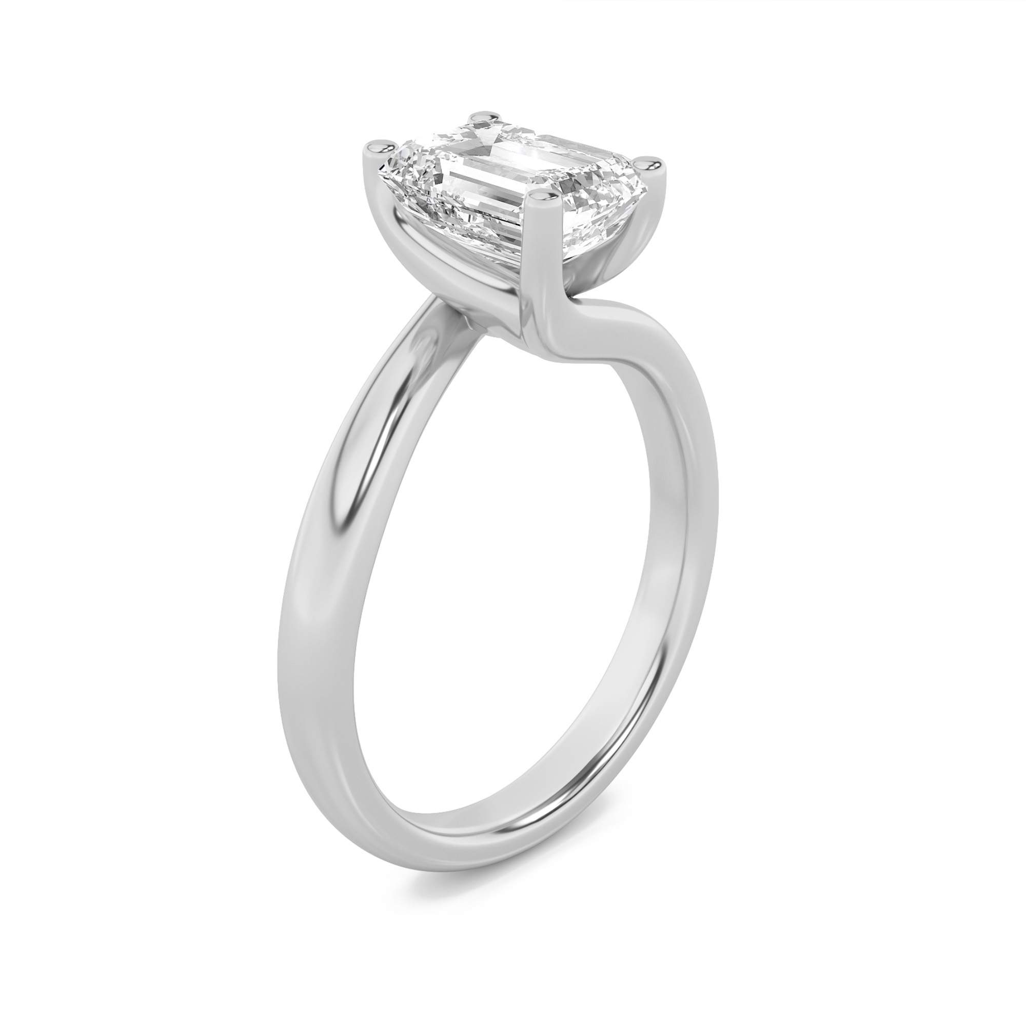 Emerald Shaped Lab Grown Diamond (F/VS) Bypass Shank Engagement Ring in 14K Gold