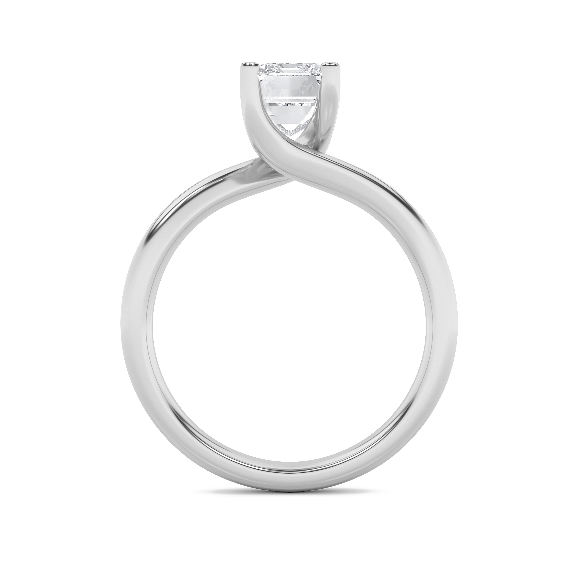 Emerald Shaped Lab Grown Diamond (F/VS) Bypass Shank Engagement Ring in 14K Gold