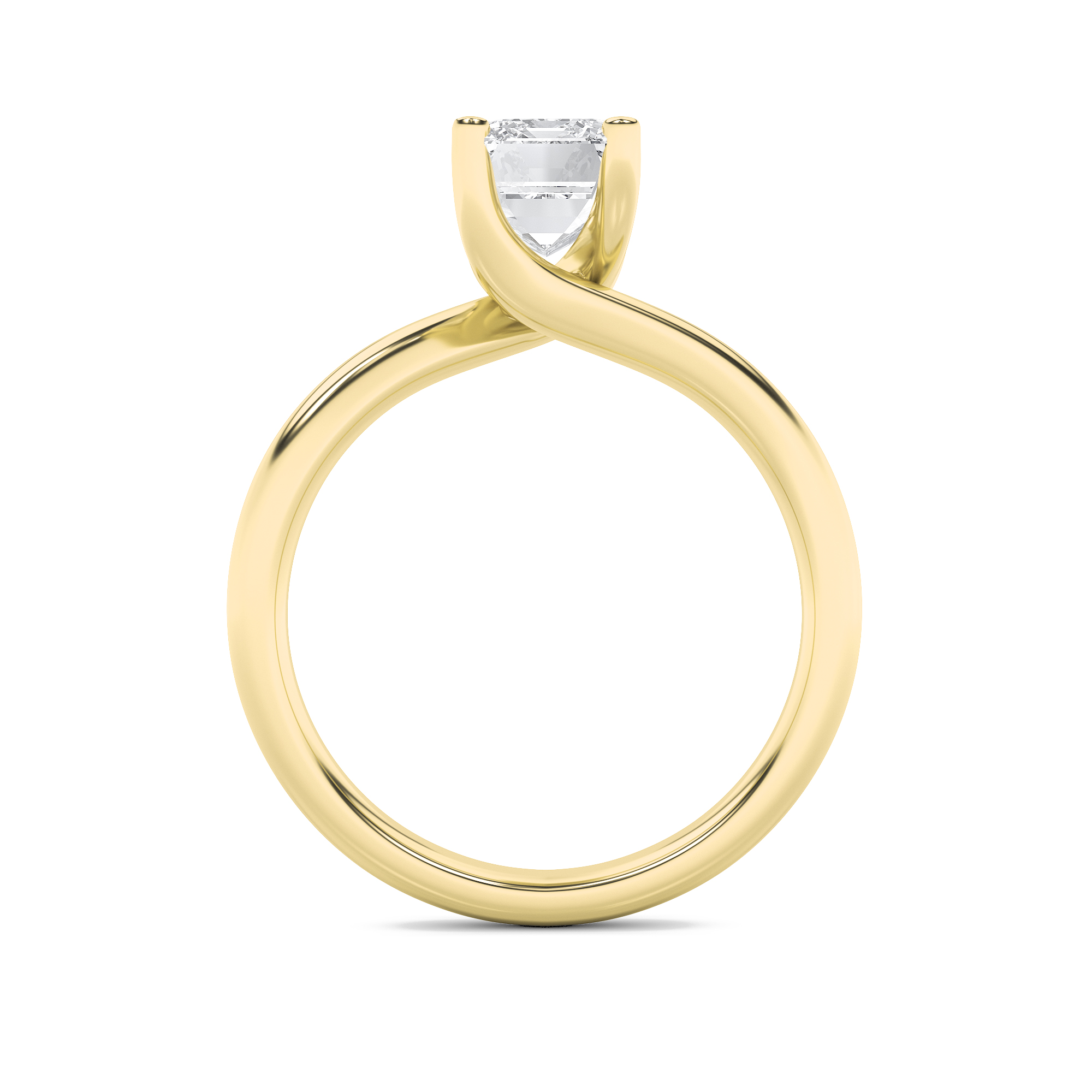 Emerald Shaped Lab Grown Diamond (F/VS) Bypass Shank Engagement Ring in 14K Gold