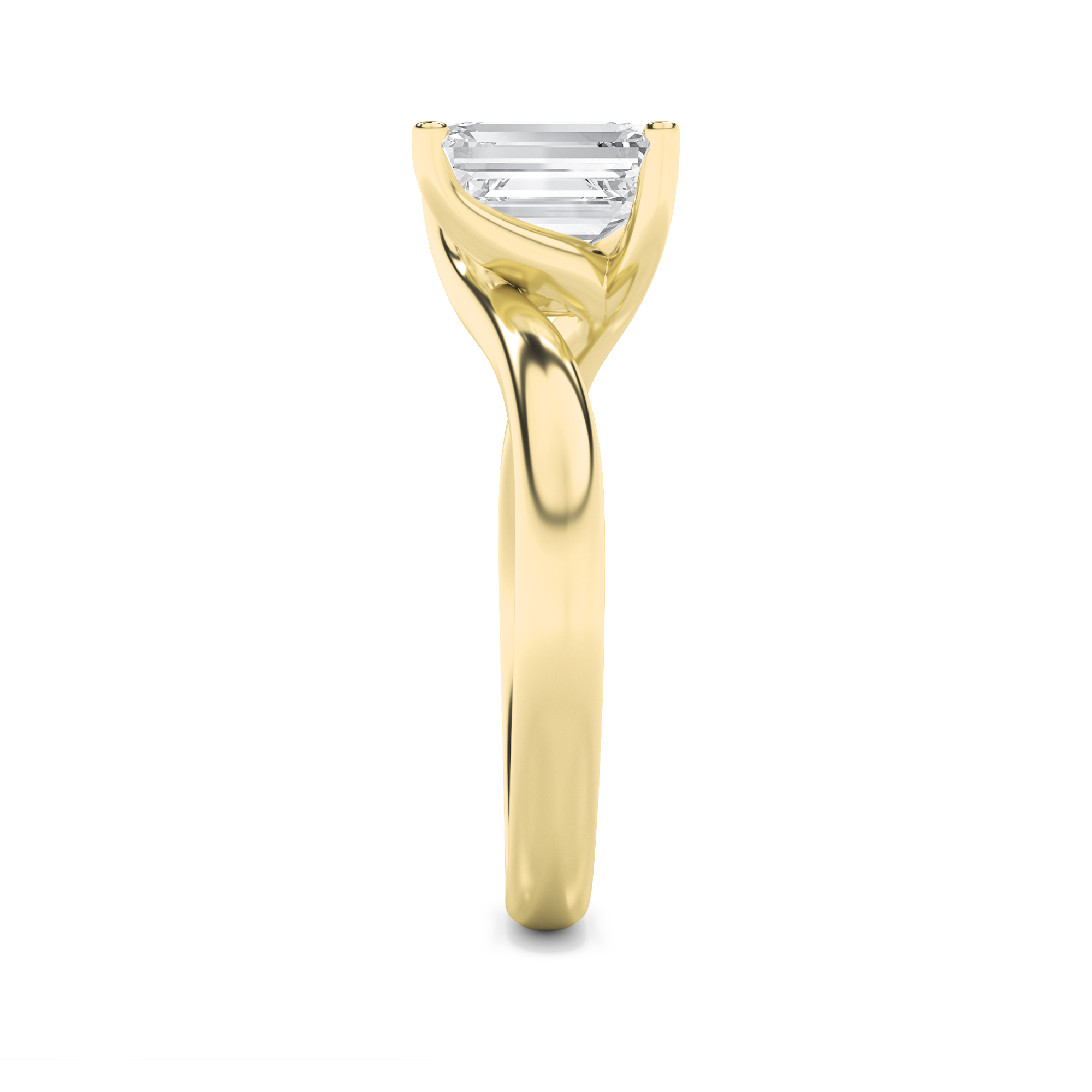 Emerald Shaped Lab Grown Diamond (F/VS) Bypass Shank Engagement Ring in 14K Gold