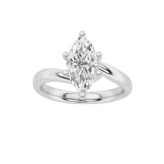 Marquise Shaped Lab Grown Diamond (F/VS) Bypass Shank Engagement Ring in 14K Gold