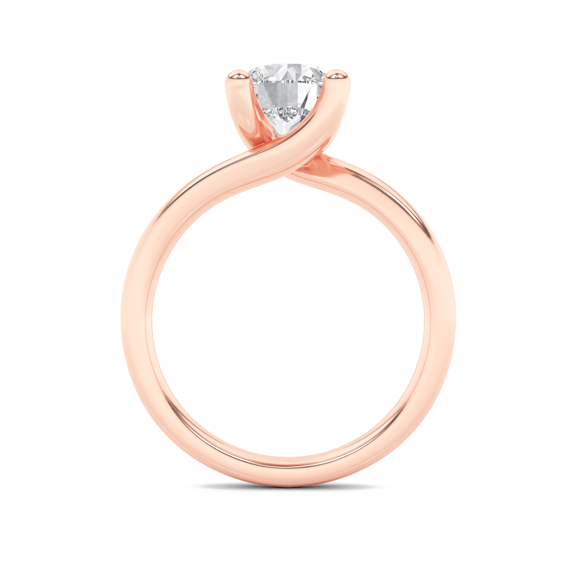Round Shaped Lab Grown Diamond (F/VS) Bypass Shank Engagement Ring in 14K Gold
