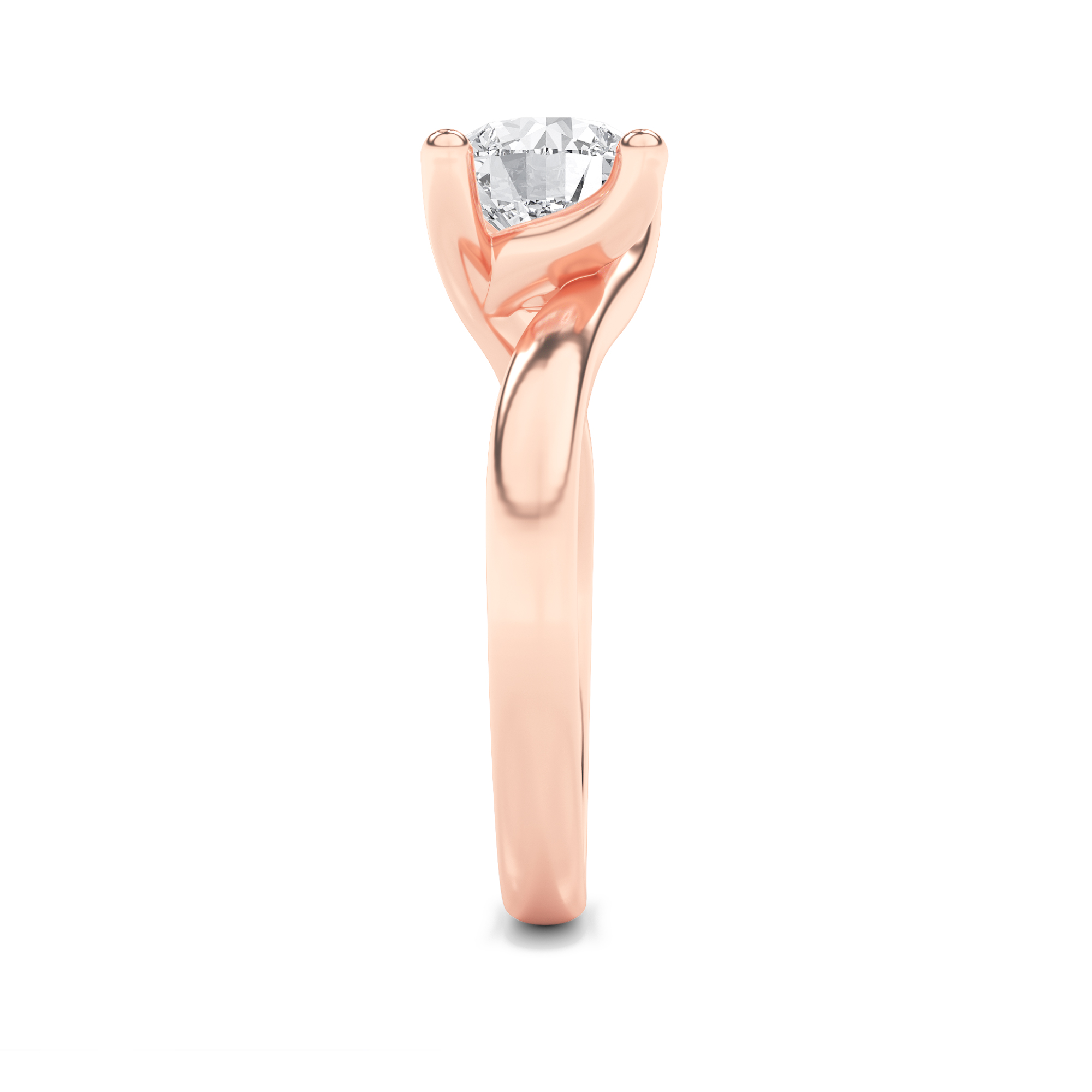 Round Shaped Lab Grown Diamond (F/VS) Bypass Shank Engagement Ring in 14K Gold