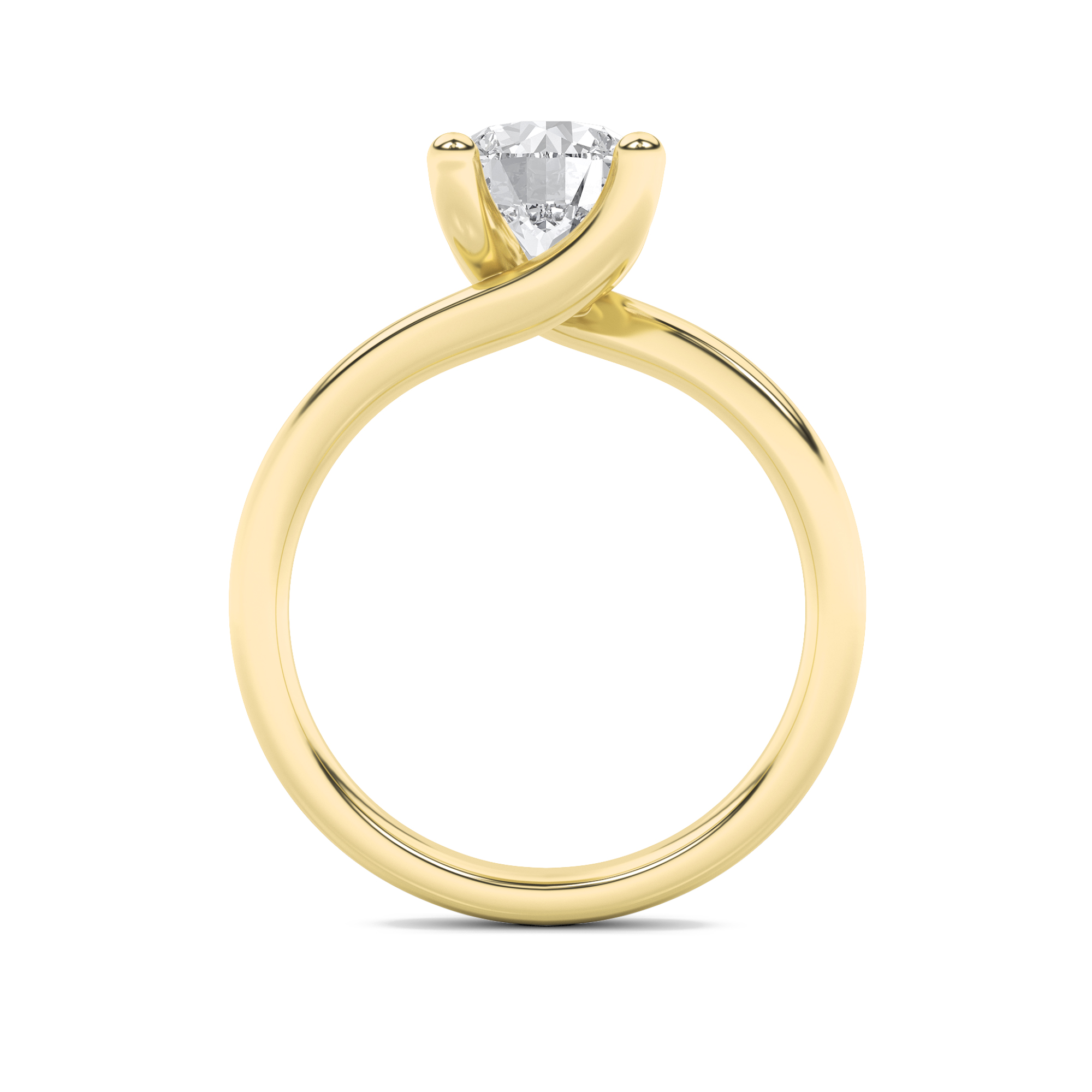 Round Shaped Lab Grown Diamond (F/VS) Bypass Shank Engagement Ring in 14K Gold