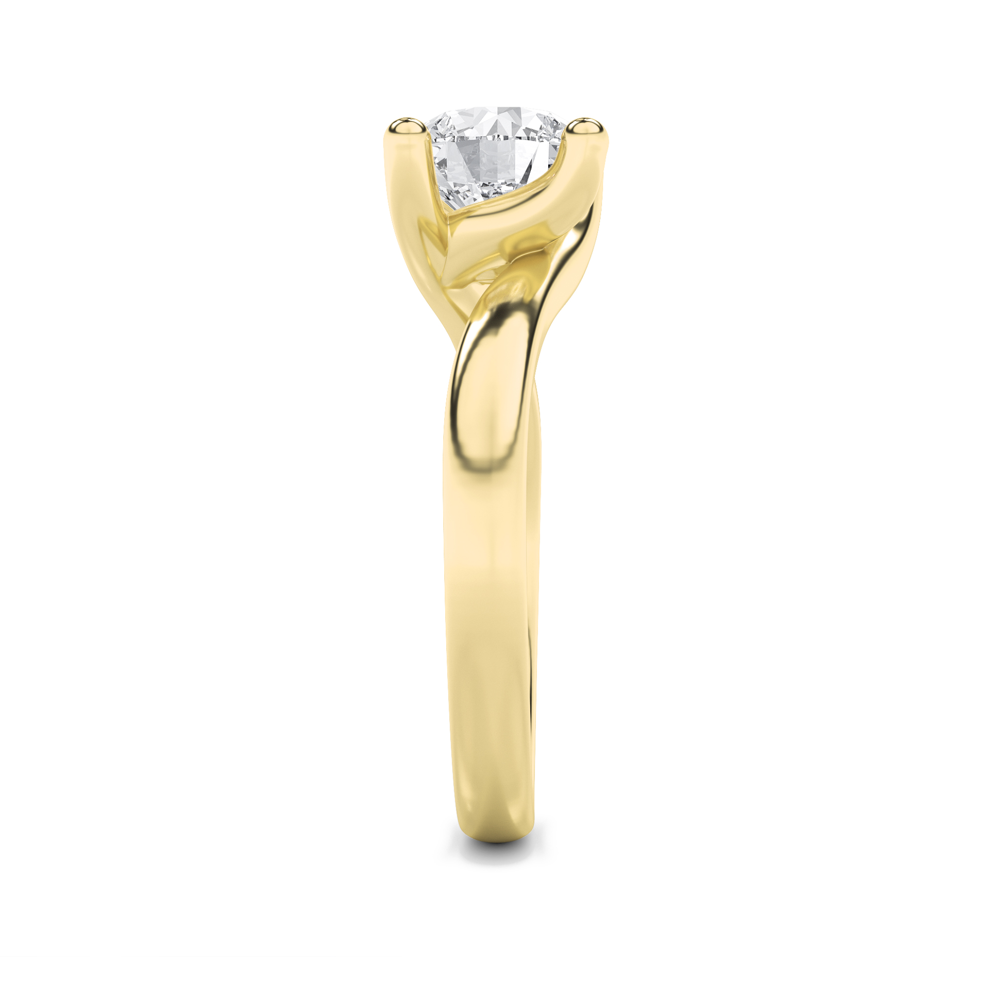 Round Shaped Lab Grown Diamond (F/VS) Bypass Shank Engagement Ring in 14K Gold