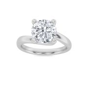 Round Shaped Lab Grown Diamond (F/VS) Bypass Shank Engagement Ring in 14K Gold