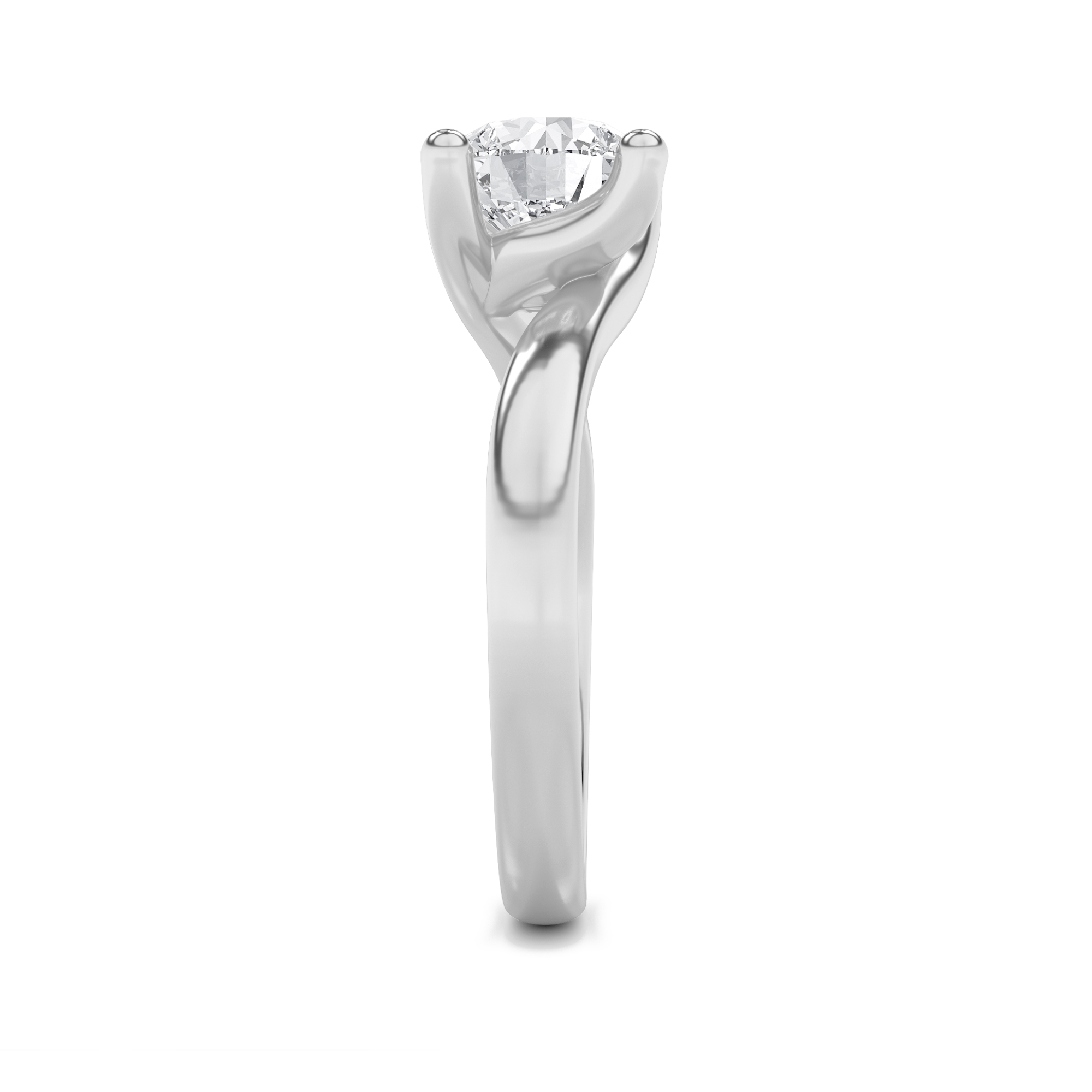 Round Shaped Lab Grown Diamond (F/VS) Bypass Shank Engagement Ring in 14K Gold