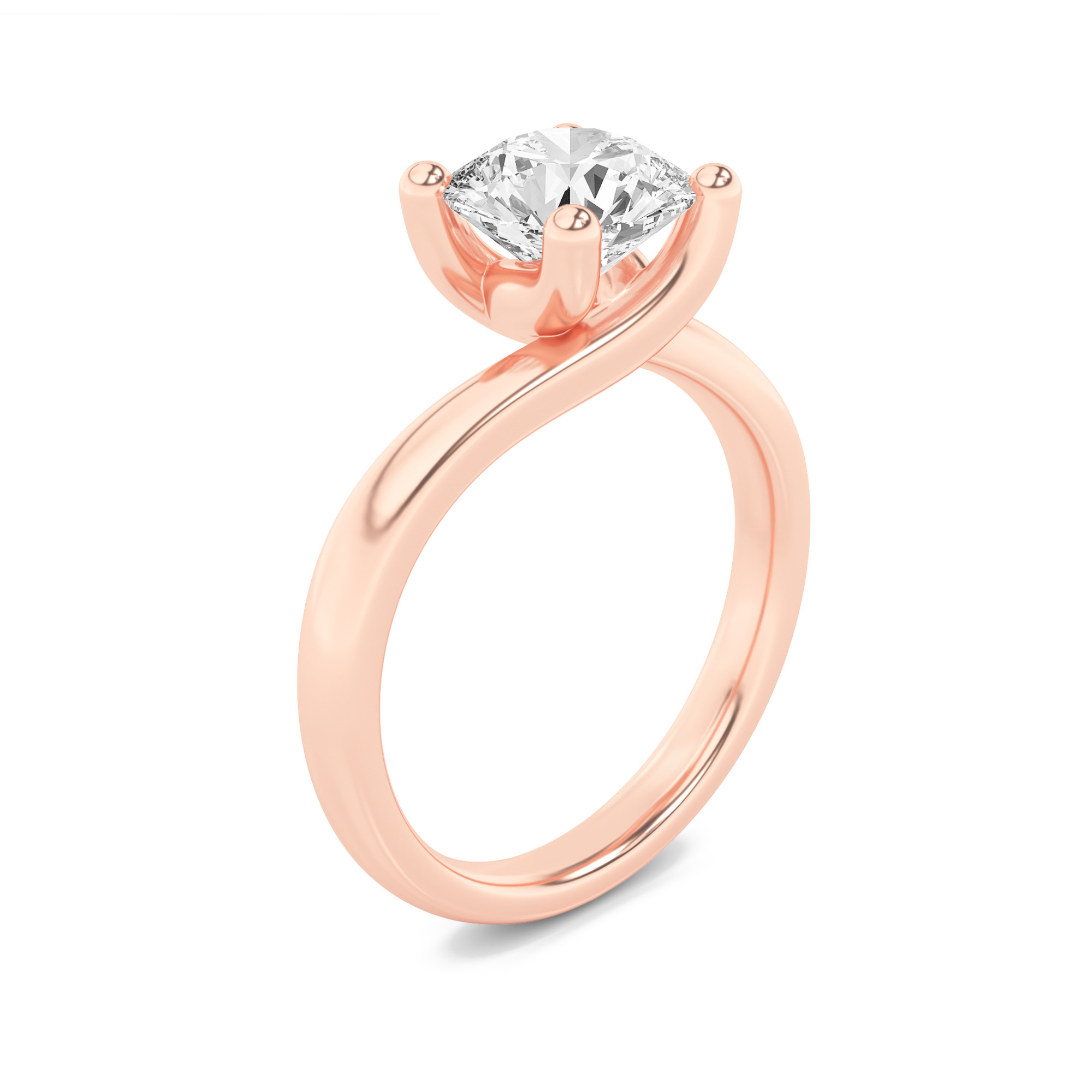 Round Shaped Lab Grown Diamond (F/VS) Bypass Shank Engagement Ring in 14K Gold
