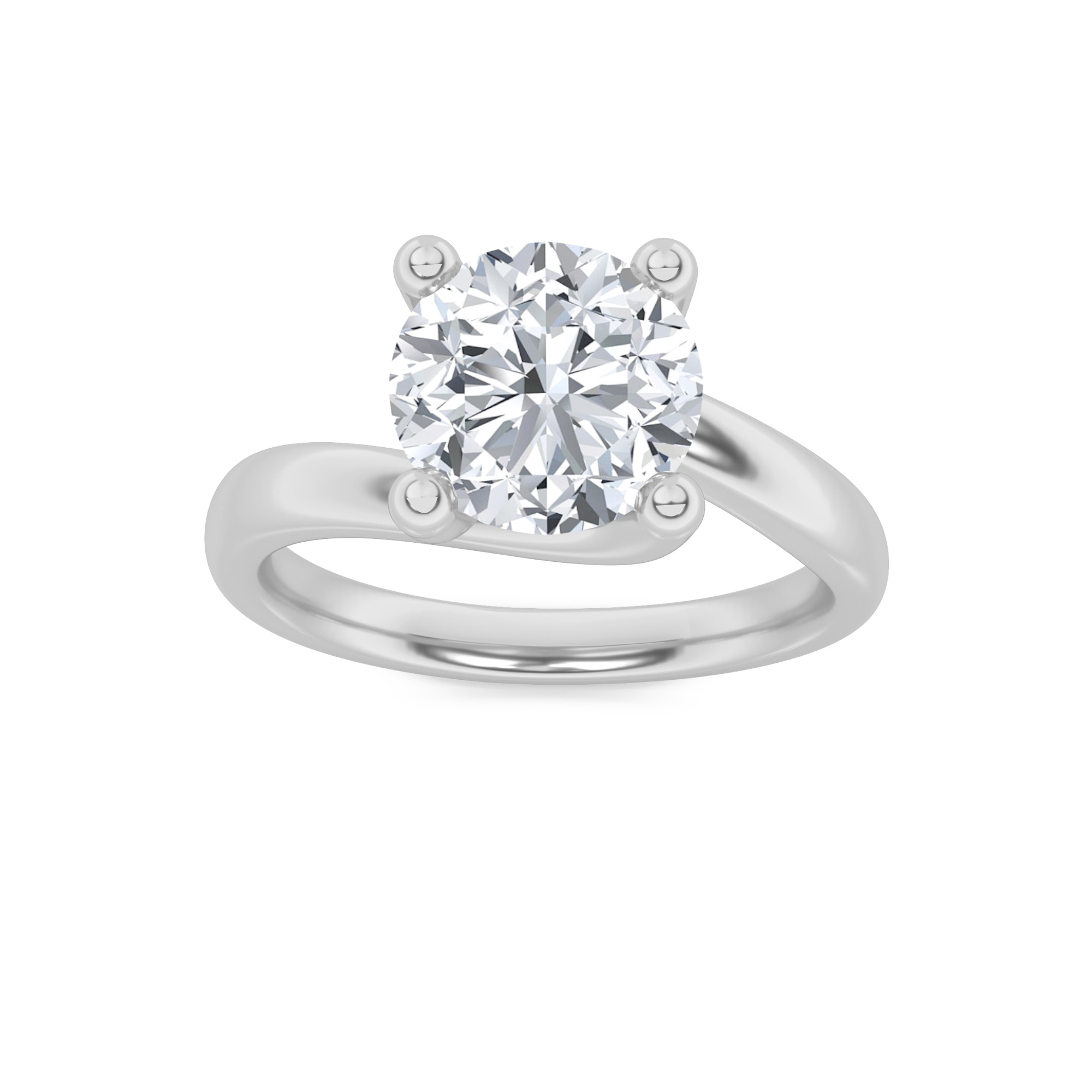 Round Shaped Lab Grown Diamond (F/VS) Bypass Shank Engagement Ring in 14K Gold