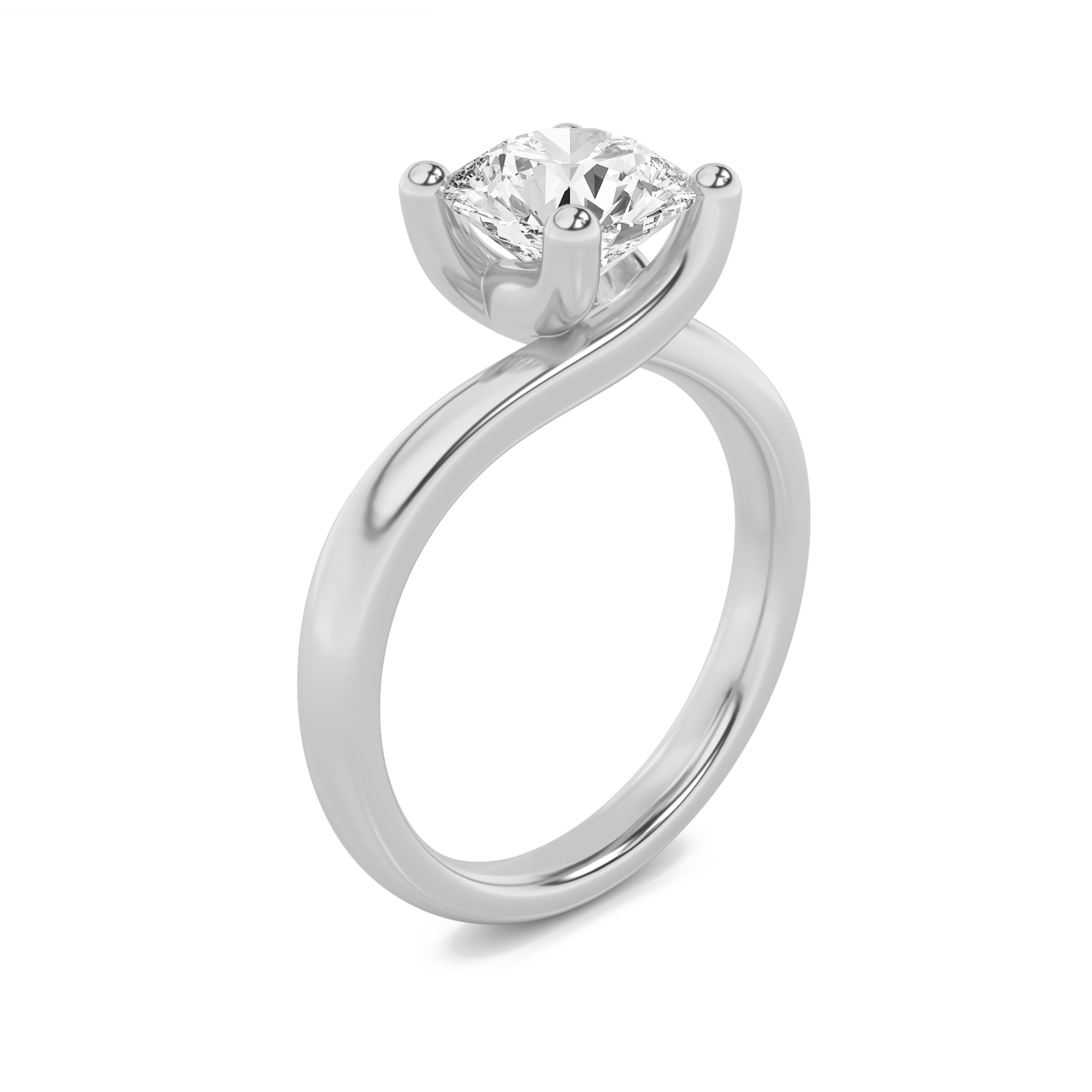 Round Shaped Lab Grown Diamond (F/VS) Bypass Shank Engagement Ring in 14K Gold
