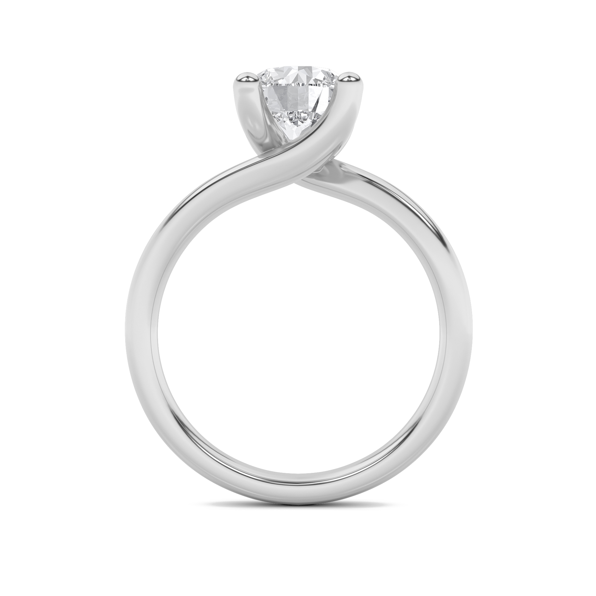 Round Shaped Lab Grown Diamond (F/VS) Bypass Shank Engagement Ring in 14K Gold