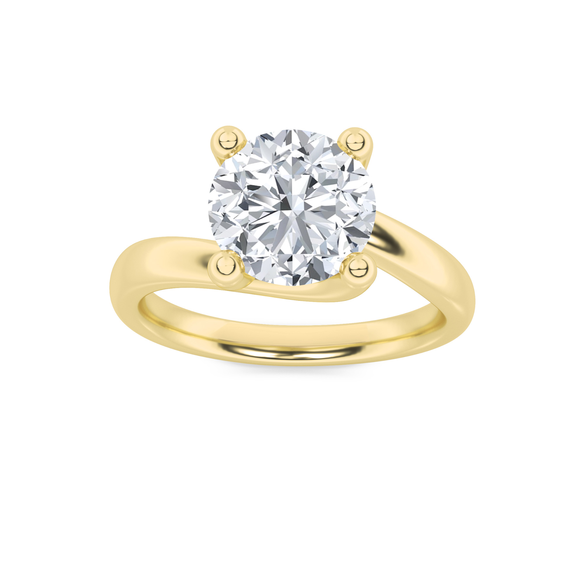 Round Shaped Lab Grown Diamond (F/VS) Bypass Shank Engagement Ring in 14K Gold