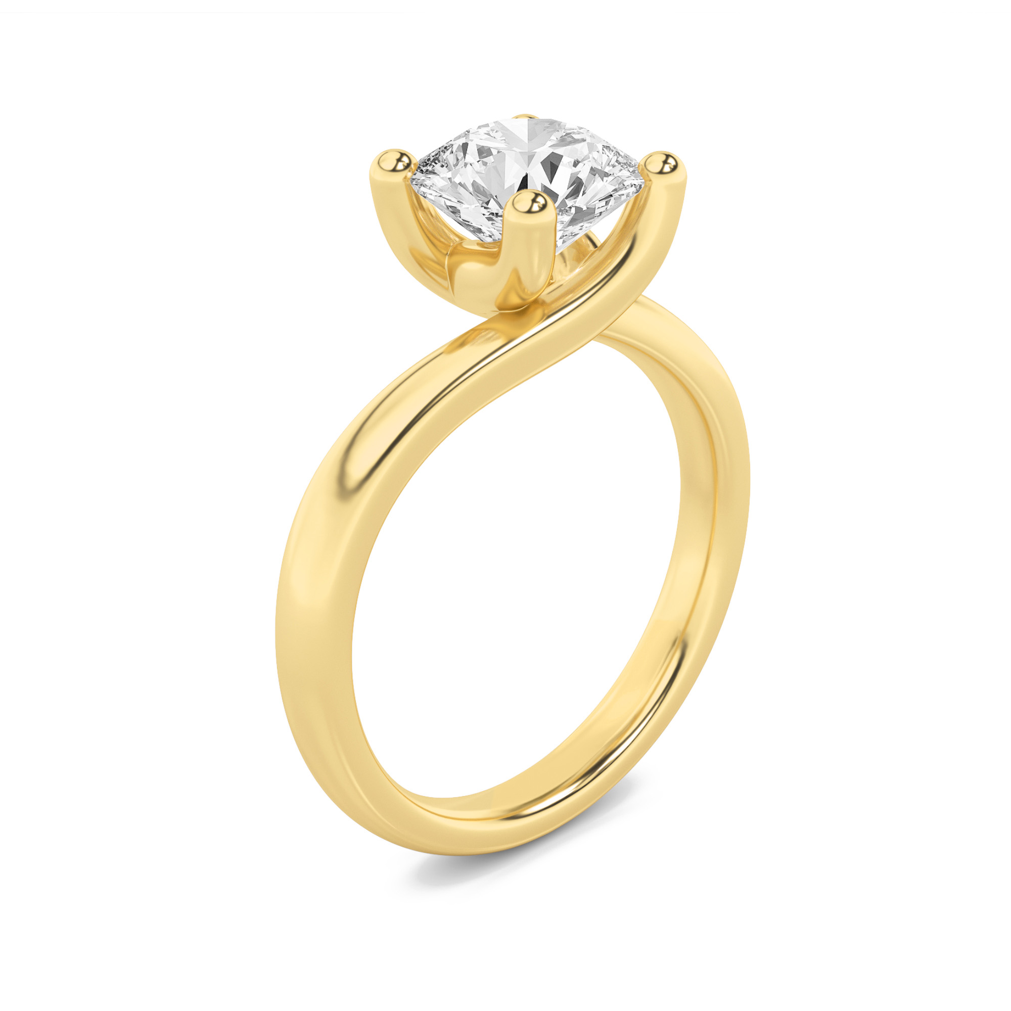 Round Shaped Lab Grown Diamond (F/VS) Bypass Shank Engagement Ring in 14K Gold
