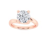 Round Shaped Lab Grown Diamond (F/VS) Bypass Shank Engagement Ring in 14K Gold