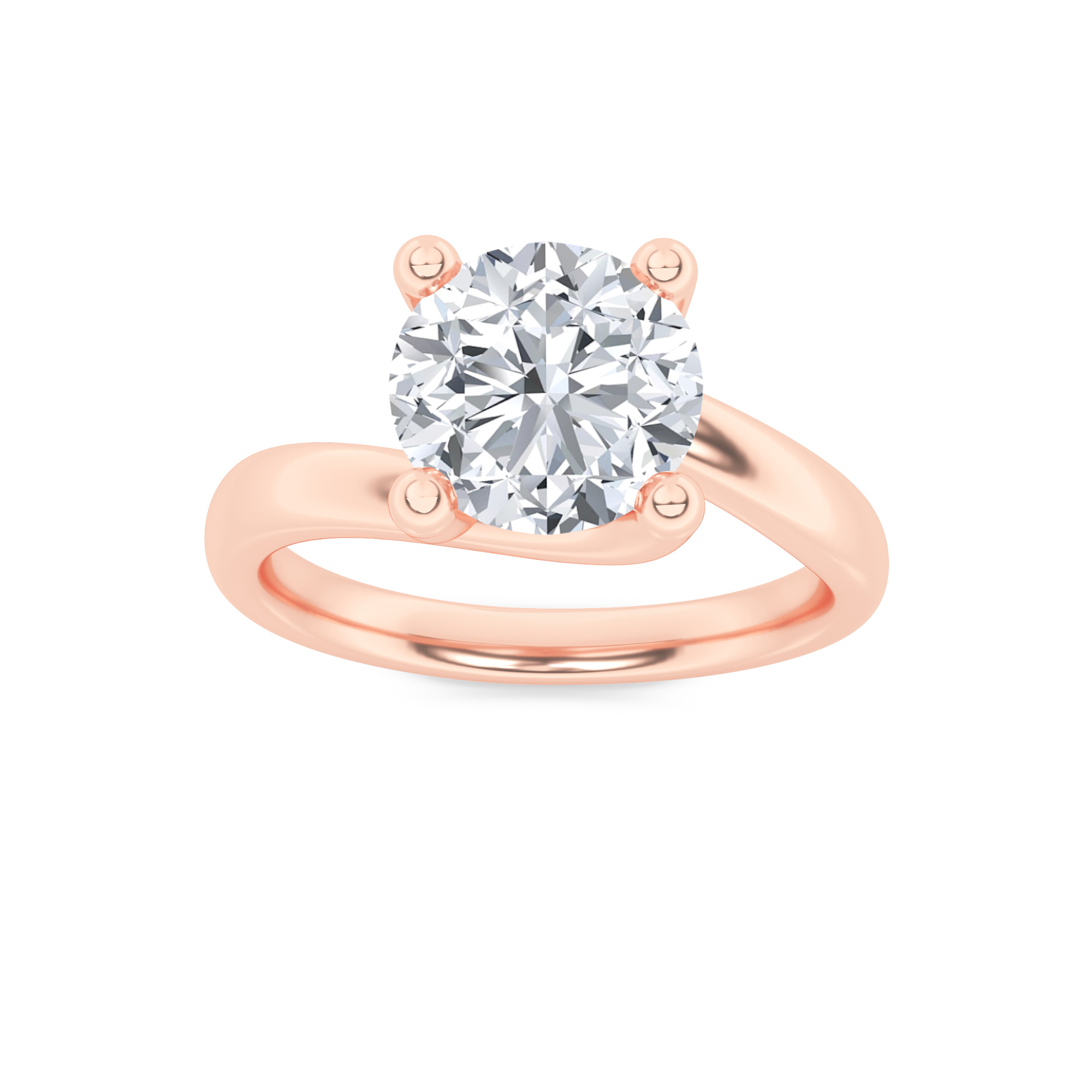 Round Shaped Lab Grown Diamond (F/VS) Bypass Shank Engagement Ring in 14K Gold