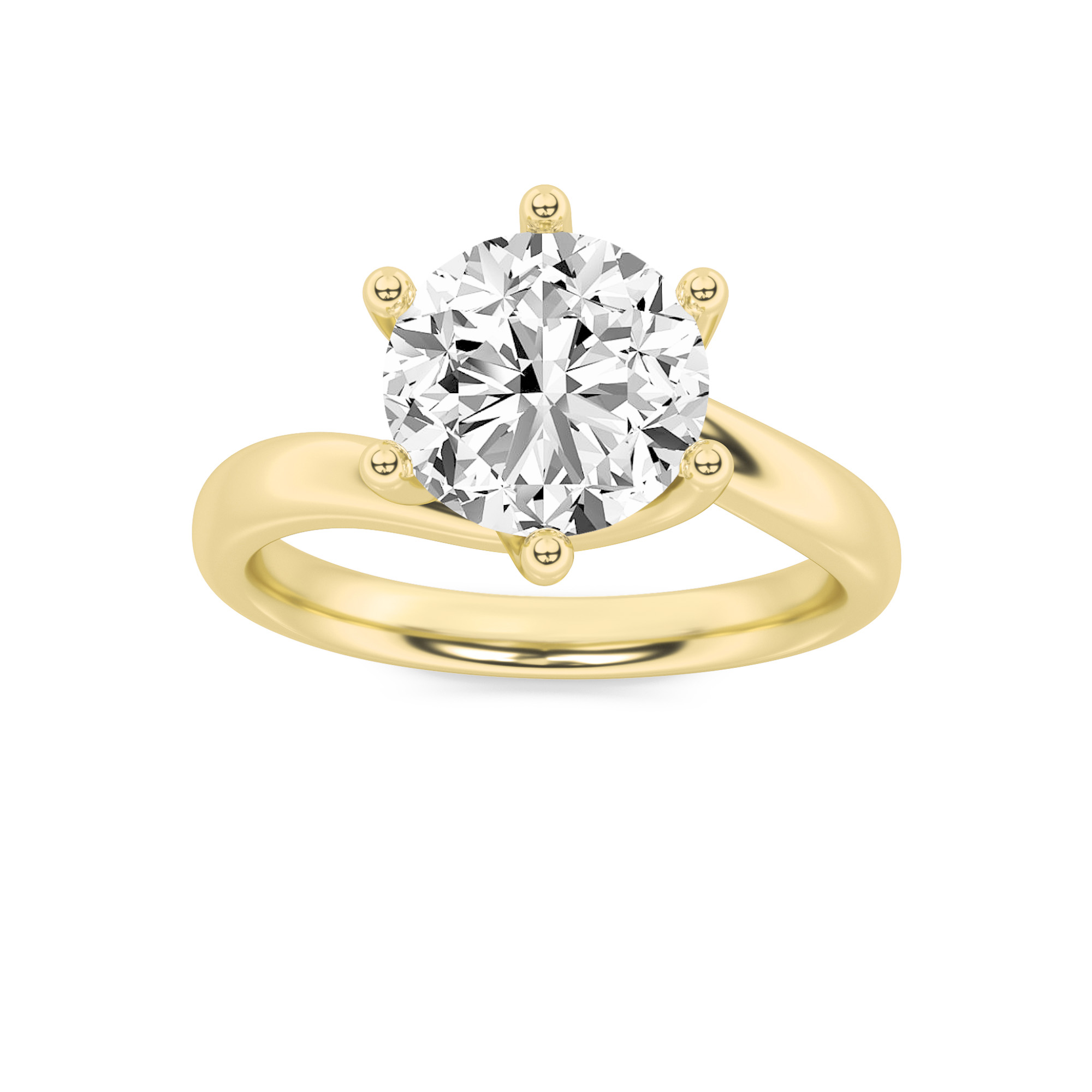 2Cttw Round Shaped Lab Grown Diamond (F/VS) Bypass Shank Engagement Ring in 14K Gold
