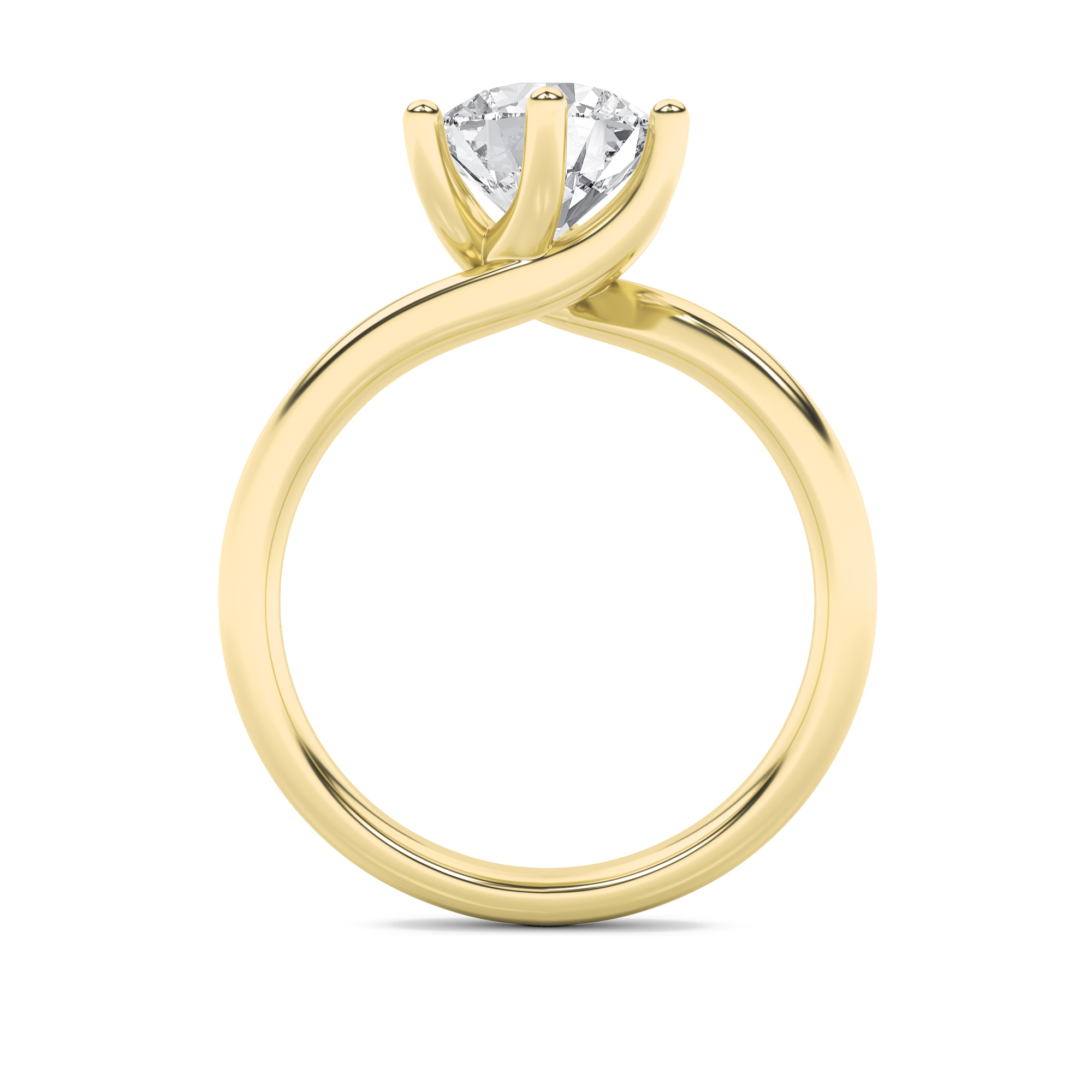 2Cttw Round Shaped Lab Grown Diamond (F/VS) Bypass Shank Engagement Ring in 14K Gold