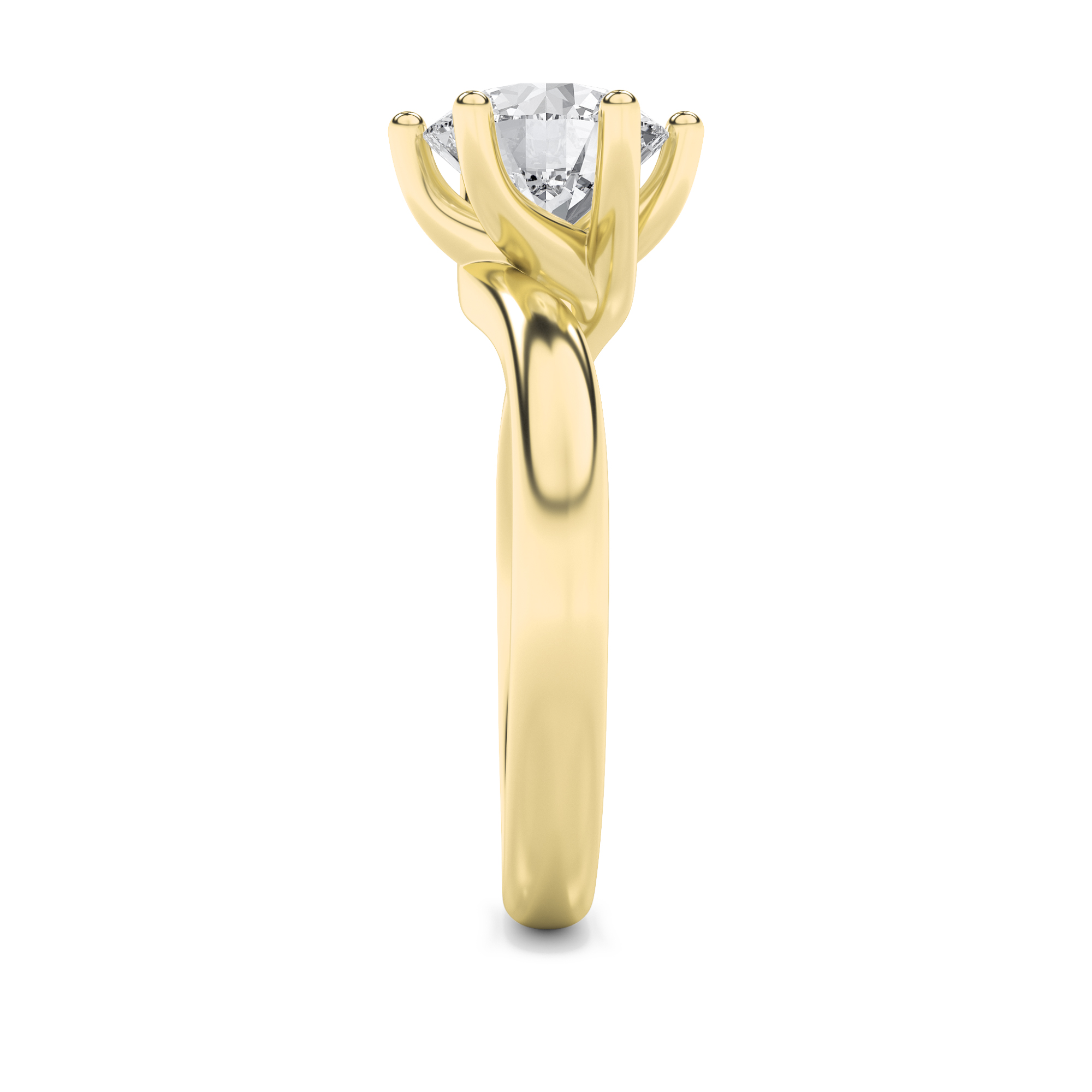 2Cttw Round Shaped Lab Grown Diamond (F/VS) Bypass Shank Engagement Ring in 14K Gold