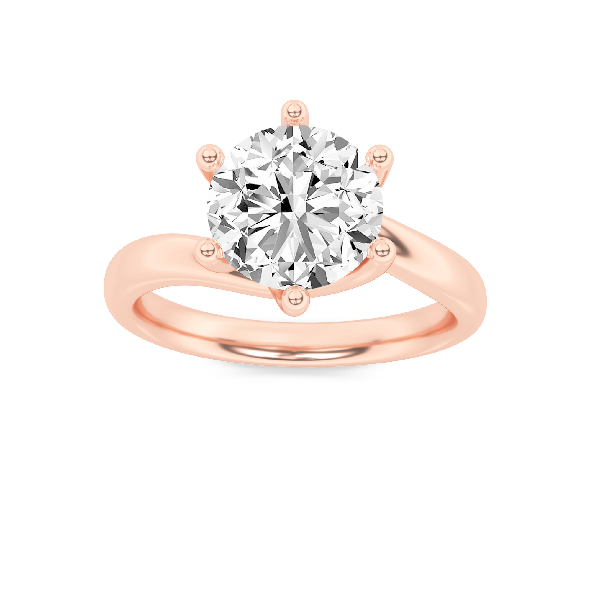 2Cttw Round Shaped Lab Grown Diamond (F/VS) Bypass Shank Engagement Ring in 14K Gold