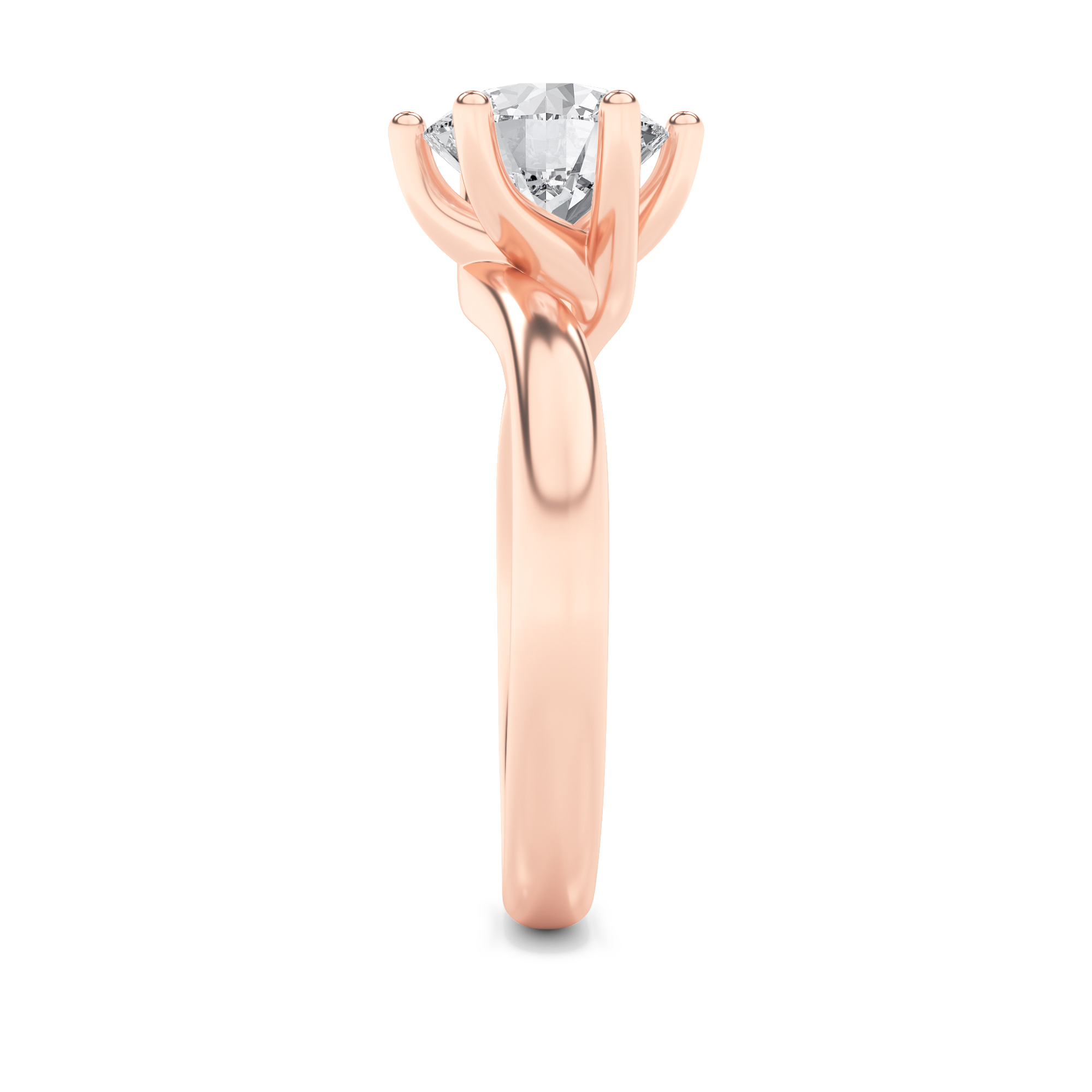 2Cttw Round Shaped Lab Grown Diamond (F/VS) Bypass Shank Engagement Ring in 14K Gold