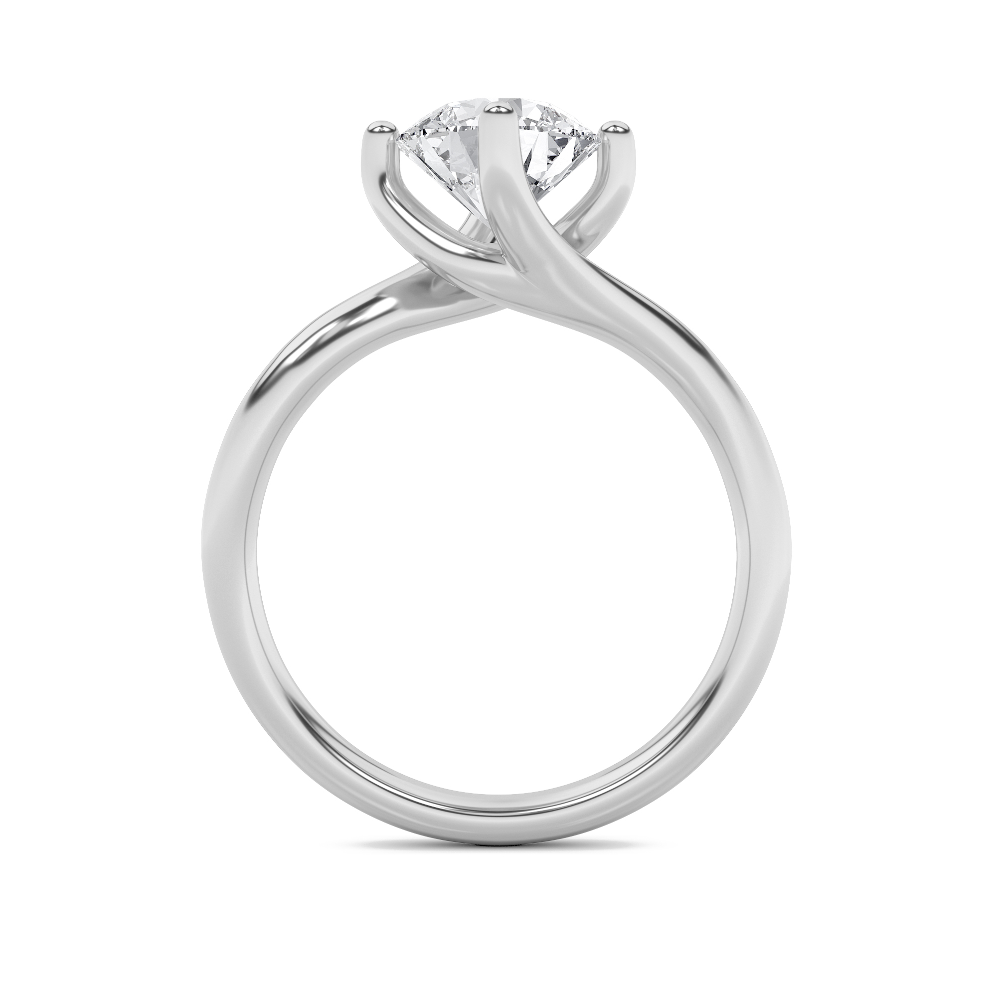 Round Shaped Lab Grown Diamond (F/VS) Bypass Shank Engagement Ring in 14K Gold