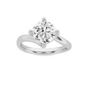 Round Shaped Lab Grown Diamond (F/VS) Bypass Shank Engagement Ring in 14K Gold