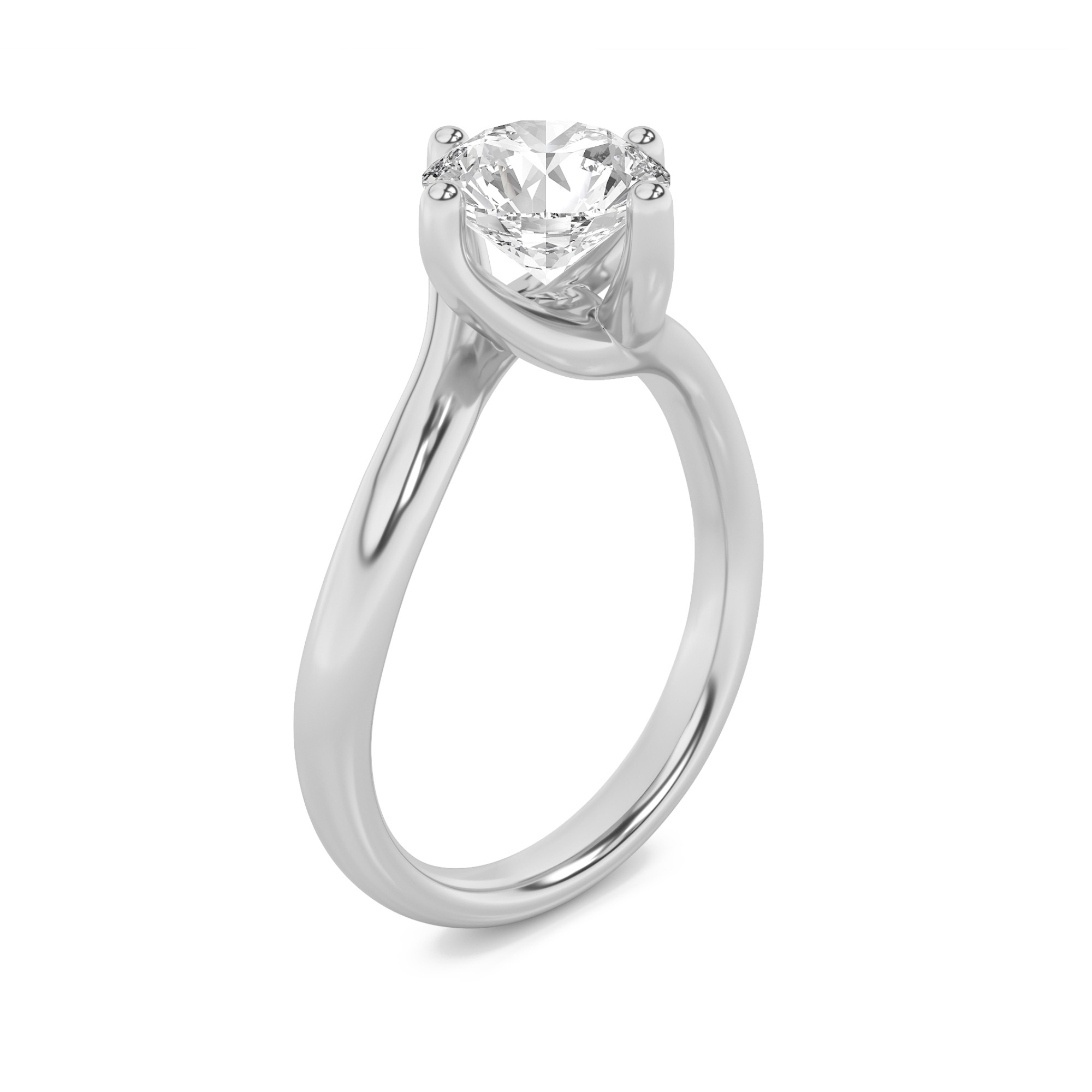 Round Shaped Lab Grown Diamond (F/VS) Bypass Shank Engagement Ring in 14K Gold