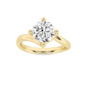 Round Shaped Lab Grown Diamond (F/VS) Bypass Shank Engagement Ring in 14K Gold