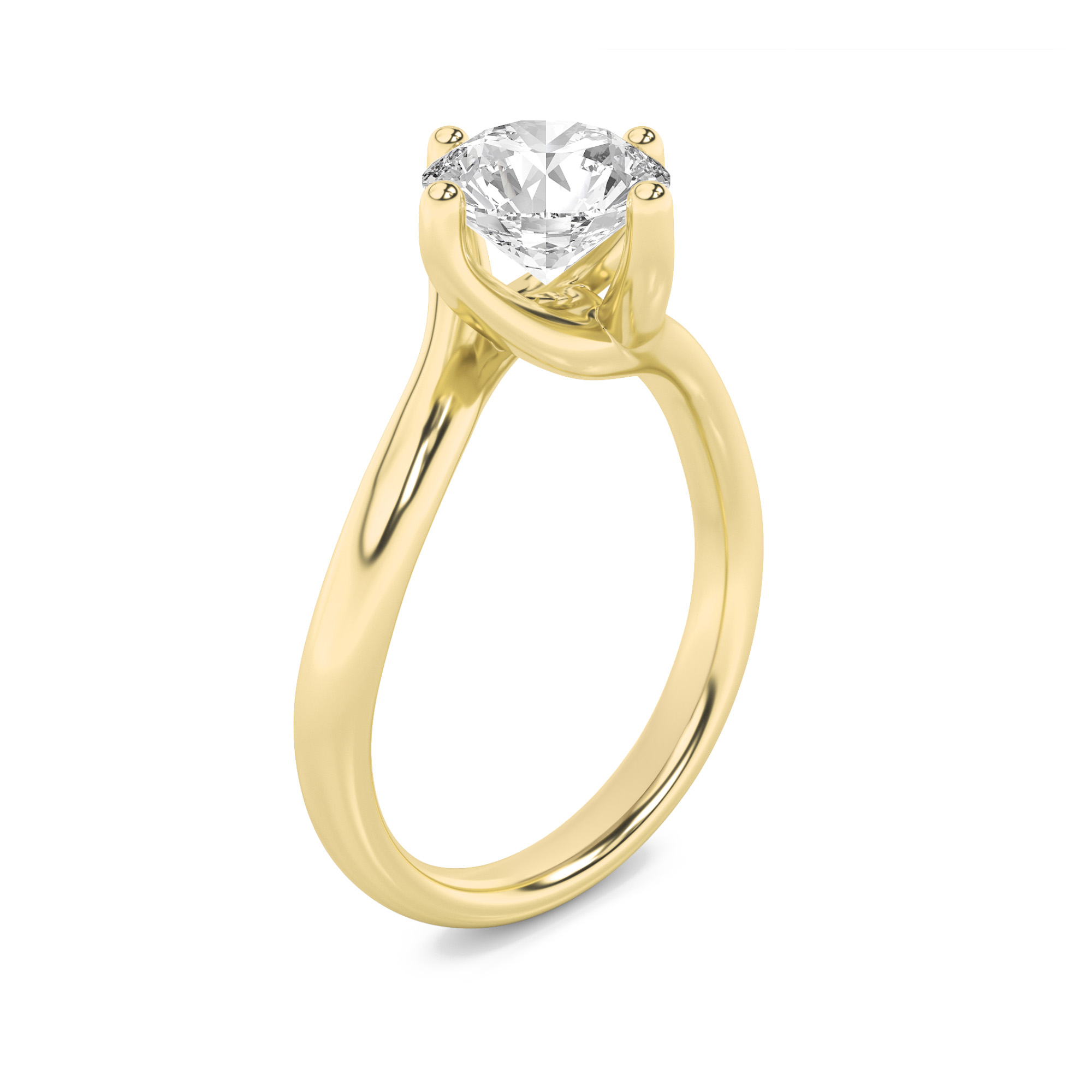 Round Shaped Lab Grown Diamond (F/VS) Bypass Shank Engagement Ring in 14K Gold