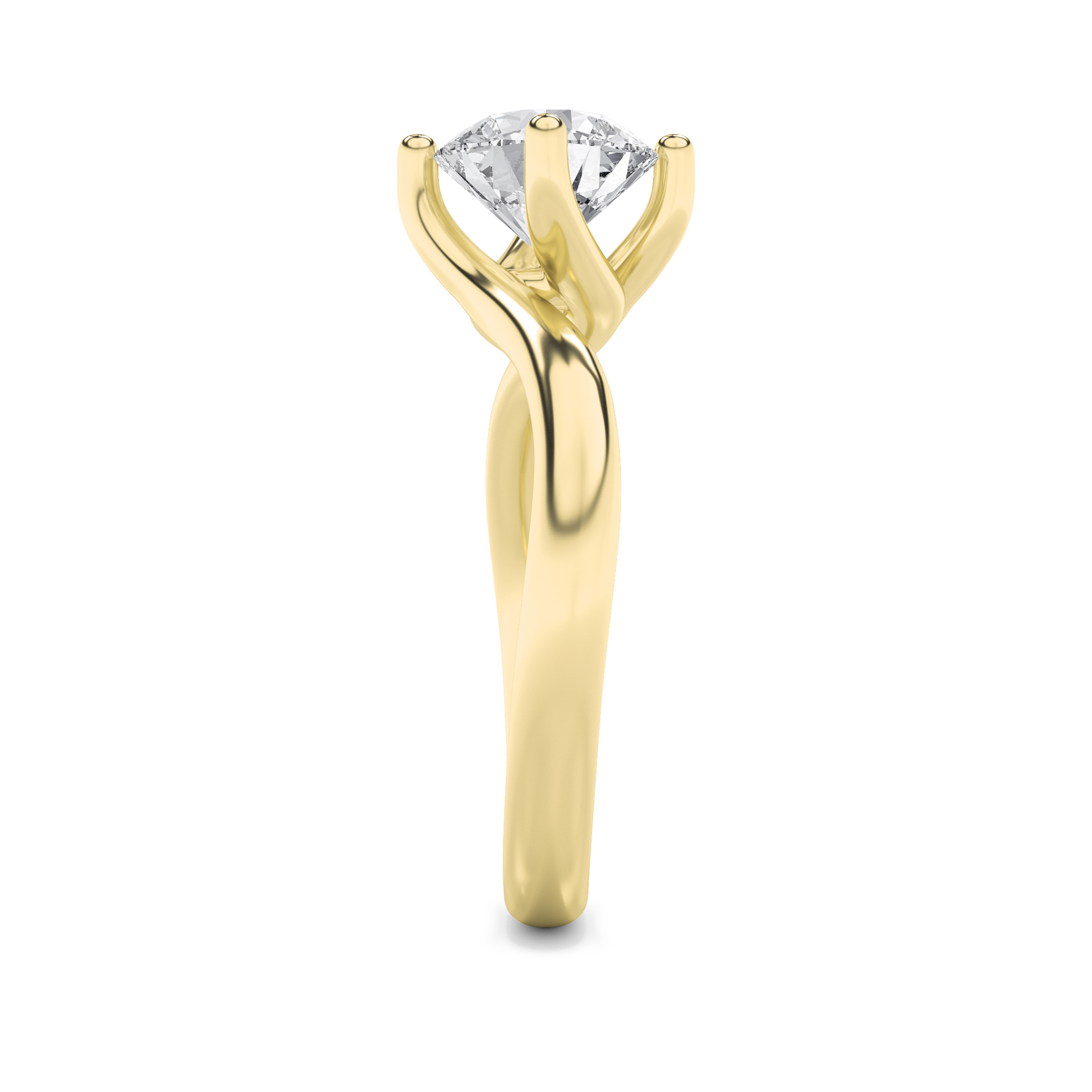Round Shaped Lab Grown Diamond (F/VS) Bypass Shank Engagement Ring in 14K Gold