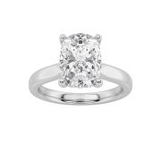 Elongated Cushion Shaped Lab Grown Diamond (F/VS) Hidden Halo Cathedral Shank Engagement Ring in 14K Gold