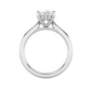 Elongated Cushion Shaped Lab Grown Diamond (F/VS) Hidden Halo Cathedral Shank Engagement Ring in 14K Gold