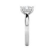 Elongated Cushion Shaped Lab Grown Diamond (F/VS) Hidden Halo Cathedral Shank Engagement Ring in 14K Gold