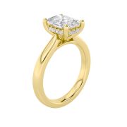 Elongated Cushion Shaped Lab Grown Diamond (F/VS) Hidden Halo Cathedral Shank Engagement Ring in 14K Gold