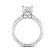 Emerald Shaped Lab Grown Diamond (F/VS) Hidden Halo Cathedral Shank Engagement Ring in 14K Gold