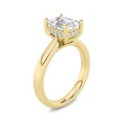 Emerald Shaped Lab Grown Diamond (F/VS) Hidden Halo Cathedral Shank Engagement Ring in 14K Gold