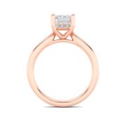 Emerald Shaped Lab Grown Diamond (F/VS) Hidden Halo Cathedral Shank Engagement Ring in 14K Gold