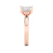 Emerald Shaped Lab Grown Diamond (F/VS) Hidden Halo Cathedral Shank Engagement Ring in 14K Gold