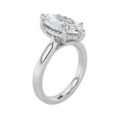 Marquise Shaped Lab Grown Diamond (F/VS) Hidden Halo Cathedral Shank Engagement Ring in 14K Gold