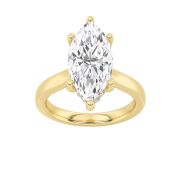 Marquise Shaped Lab Grown Diamond (F/VS) Hidden Halo Cathedral Shank Engagement Ring in 14K Gold
