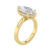 Marquise Shaped Lab Grown Diamond (F/VS) Hidden Halo Cathedral Shank Engagement Ring in 14K Gold