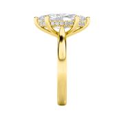 Marquise Shaped Lab Grown Diamond (F/VS) Hidden Halo Cathedral Shank Engagement Ring in 14K Gold